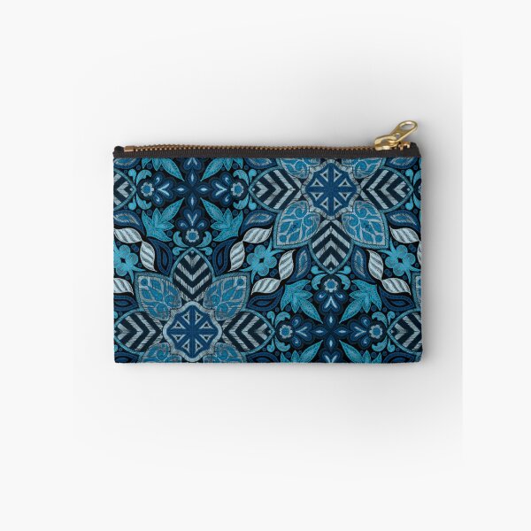 Item preview, Floral Mandala Digital Drawing Pattern - Blue with Black Background designed and sold by SemDesigns1.