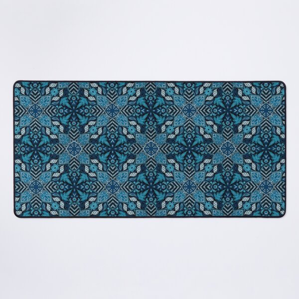 Item preview, Floral Mandala Digital Drawing Pattern - Blue with Black Background designed and sold by SemDesigns1.