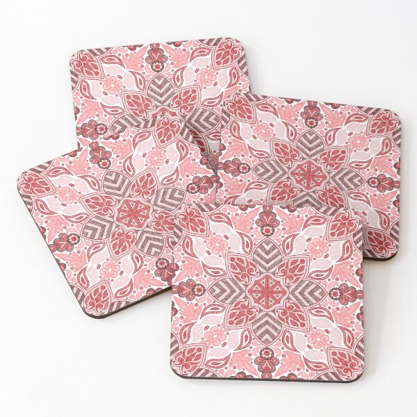 Item preview, Floral Mandala Digital Drawing Pattern - Red with White Background designed and sold by SemDesigns1.