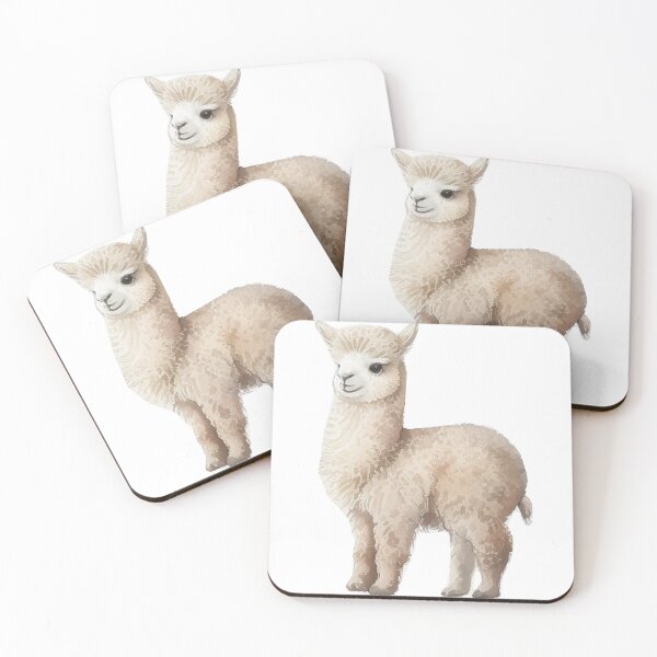Item preview, Adorable Watercolor Cartoon Baby Llama Sticker Illustration on White Background designed and sold by yumeokoete.