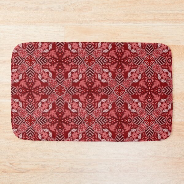 Item preview, Floral Mandala Digital Drawing Pattern - Red with Maroon Background designed and sold by SemDesigns1.
