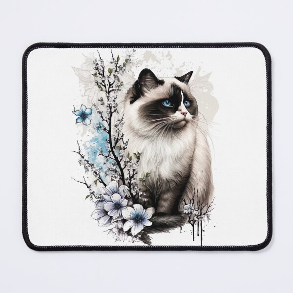 Item preview, Sweet Ragdoll Cat Kitten Flowers Blossom Japanese Style Design designed and sold by Jamoozie.