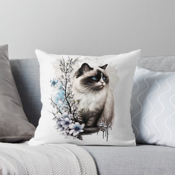 Item preview, Sweet Ragdoll Cat Kitten Flowers Blossom Japanese Style Design designed and sold by Jamoozie.