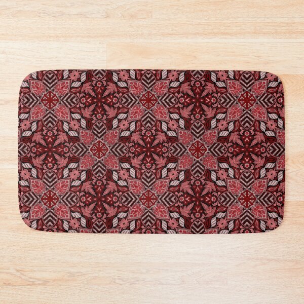 Item preview, Floral Mandala Digital Drawing Pattern - Red with Black Background designed and sold by SemDesigns1.