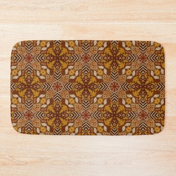 Item preview, Floral Mandala Digital Drawing Pattern - Brown with Dark Brown Background designed and sold by SemDesigns1.