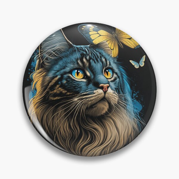 Item preview, Maine Coon Cat and butterfly in Ukrainian tones designed and sold by adredn86.