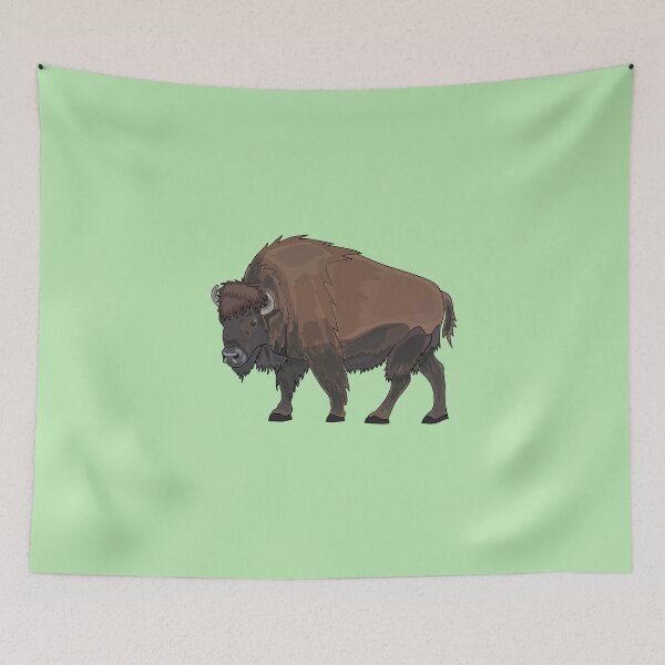 Item preview, Bison cartoon illustration designed and sold by Misscartoon.