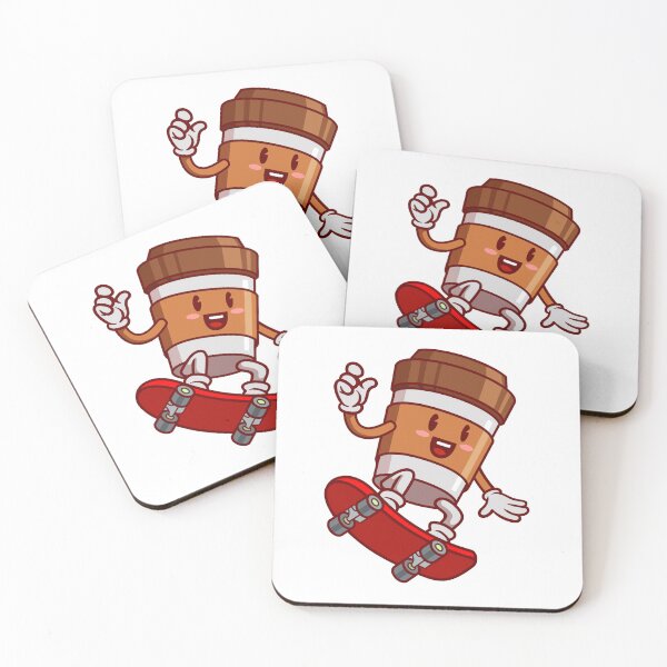 Item preview, Coffee cup cartoon character, Coffee cup with skateboard designed and sold by Tony J.