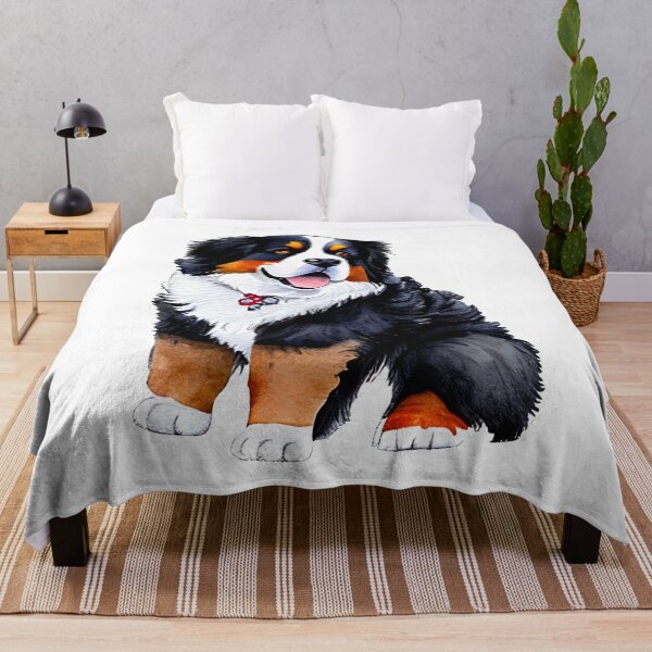 Item preview, Cute Chubby Goofy Bernese Mountain Dog - Funny Cartoon Dog Watercolor Art 3 designed and sold by Cawaiico.