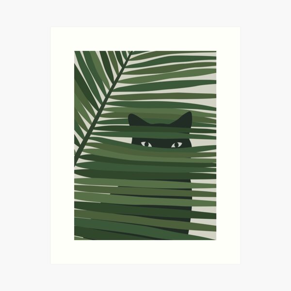 Vista previa del artículo con la obra «gato y planta 53», diseñado y vendido por ilovedoodle.