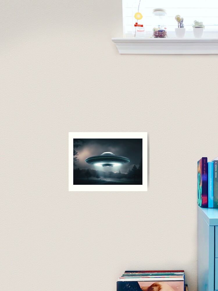 Illustration Dream about UFO or spaceship, photorealistic UFO in the sky
