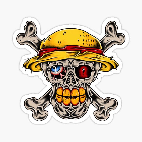 One Piece Luffy Straw Hat Pirate Skull Sticker