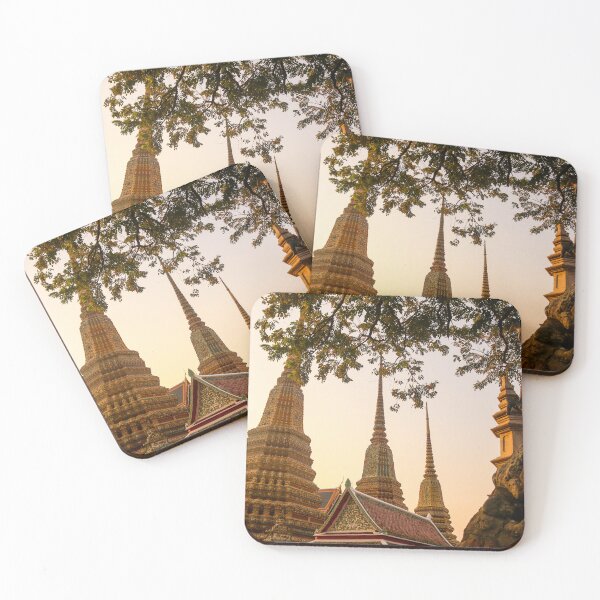 Item preview, Mosaic tiled Buddha stupas and an iron sculpture at Wat Pho temple. designed and sold by kall3bu.