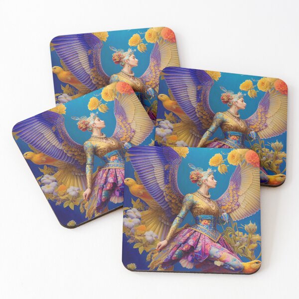 Item preview, Girls Fly with Golden Bird designed and sold by HenryMaster.