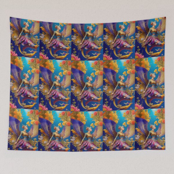 Item preview, Girls Fly with Golden Bird designed and sold by HenryMaster.