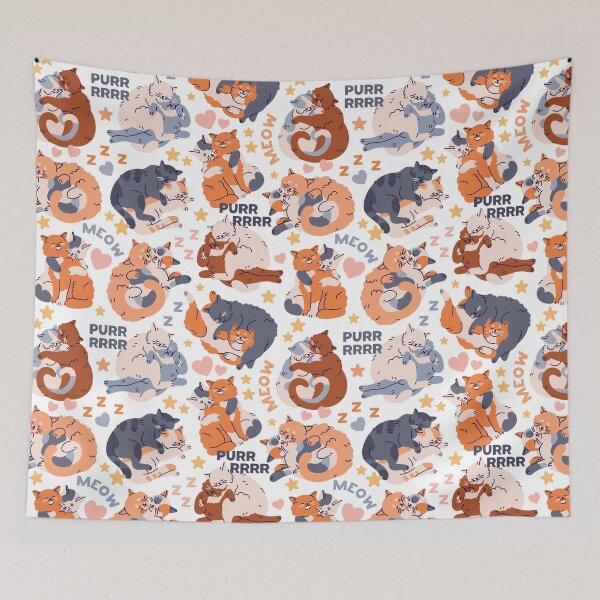 Item preview, Cute Cats Love Cuddles Outline, Seamless Cat Pattern designed and sold by Dazzline Designs.
