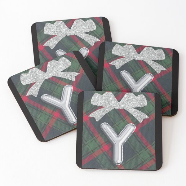 Item preview, Glorious Red and Green Plaid with  Glittering Bow and Puff Initial-Y designed and sold by SunMoonBeyond.