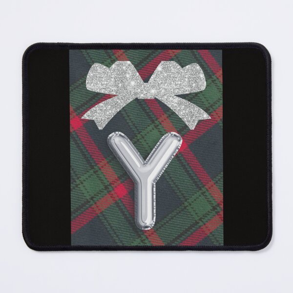 Item preview, Glorious Red and Green Plaid with Glittering Bow and Puff Initial-Y designed and sold by SunMoonBeyond.