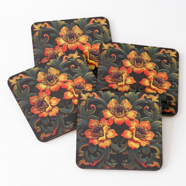 Item preview, Gardenias baroque floral, red, yellow, green and purple designed and sold by warzin.