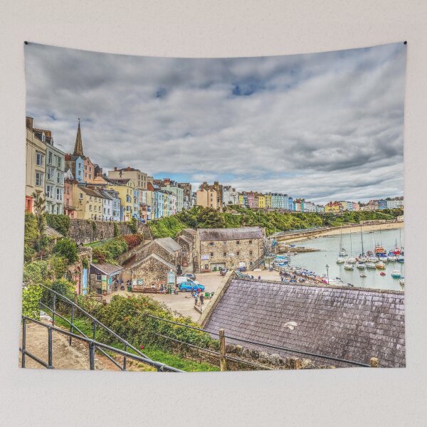 Item preview, Tenby North Beach, Pastel Coloured Houses And Harbour designed and sold by Paul Thompson Photography.