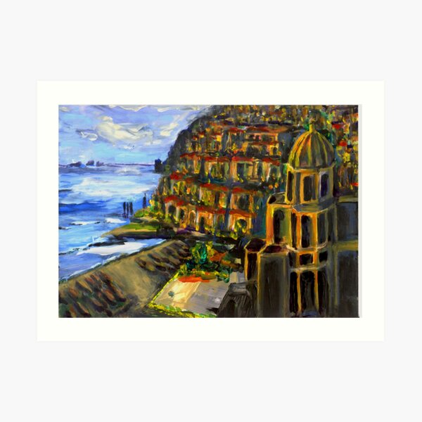 Moon Light Over Positano Art Print