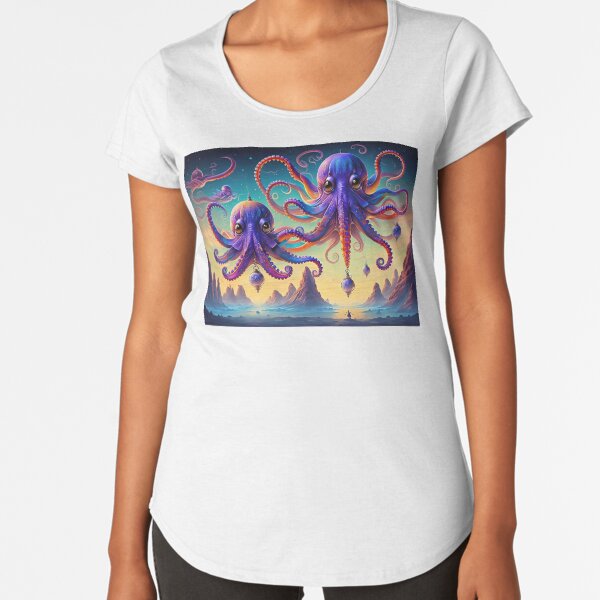 Colorful Flying Octopi: Vibrant Marine Creatures for Your Collection Premium Scoop T-Shirt