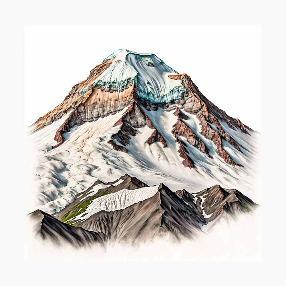 Mount Everest Peak Hand Drawn Pen Drawing on Watercolor Paper - Etsy