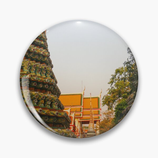 Item preview, First sidewalk view to ornate roof, flanked from parts of Chedis at Wat Pho. designed and sold by kall3bu.