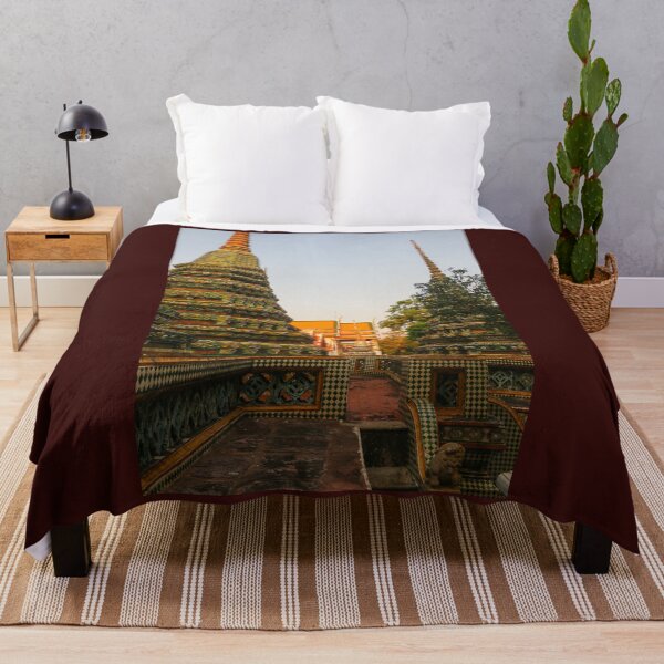 Item preview, First sidewalk view to ornate roof, flanked from parts of Chedis at Wat Pho. designed and sold by kall3bu.