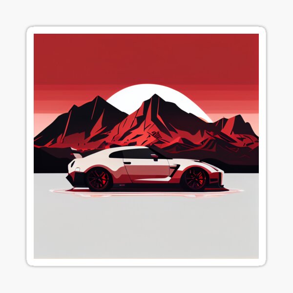 Red and white Nissan GTR Sticker