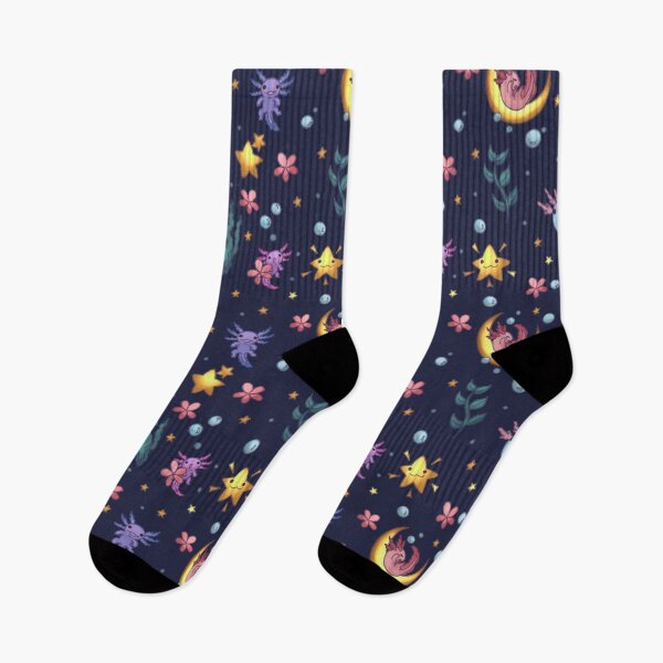 Item preview, Cute Nighttime Starry Axolotl Seamless Pattern designed and sold by Jenna Wing-Hu.