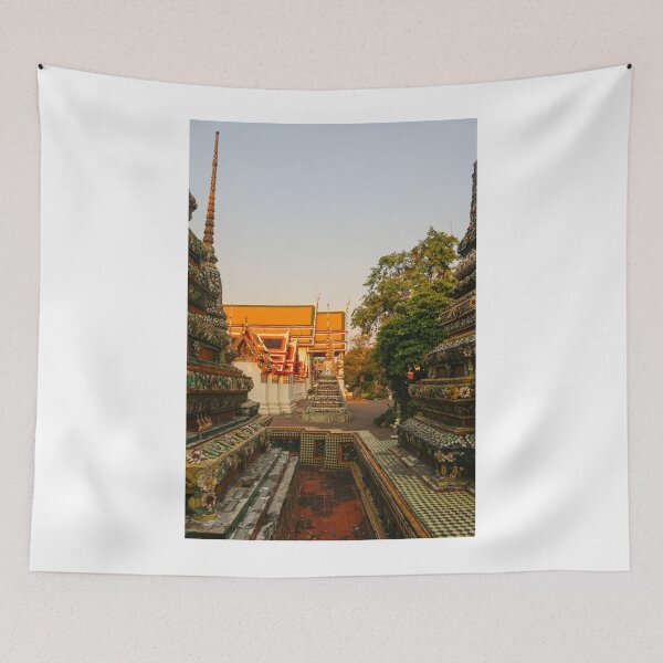 Item preview, Third sidewalk view to ornate roof, flanked from parts of Chedis at Wat Pho. designed and sold by kall3bu.