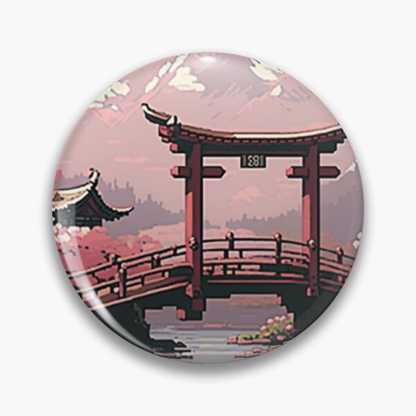 Item preview, chinese bridge with sakura and mountains designed and sold by warzin.