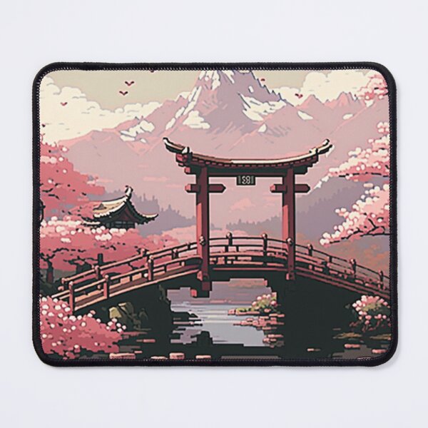 Item preview, chinese bridge with sakura and mountains designed and sold by warzin.