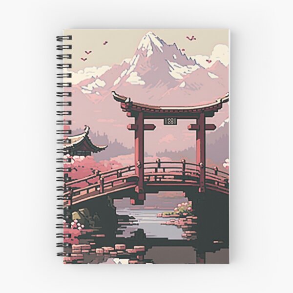 Item preview, chinese bridge with sakura and mountains designed and sold by warzin.