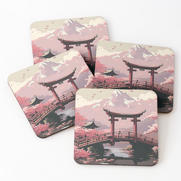 Item preview, chinese bridge with sakura and mountains designed and sold by warzin.