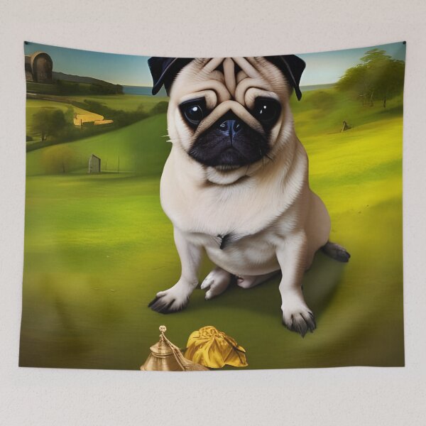 Item preview, Watercolour Pug. Pug Matte Painting. Rainbow Pug.   designed and sold by Doggymadness.