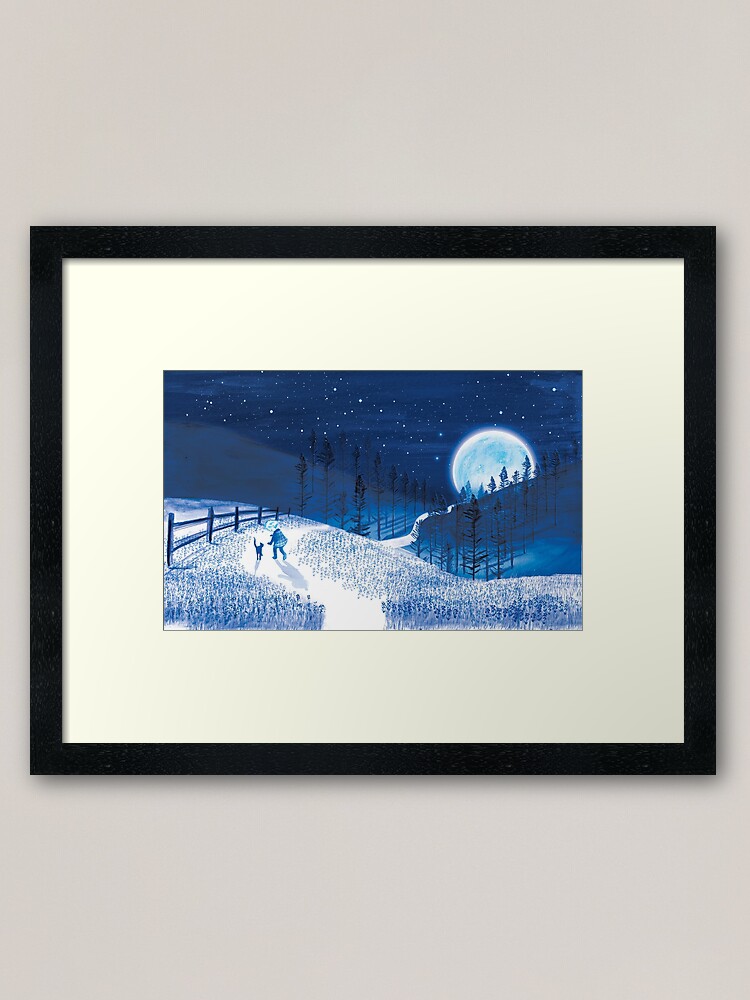 Alternate view of Boy and Blue Moon Framed Art Print