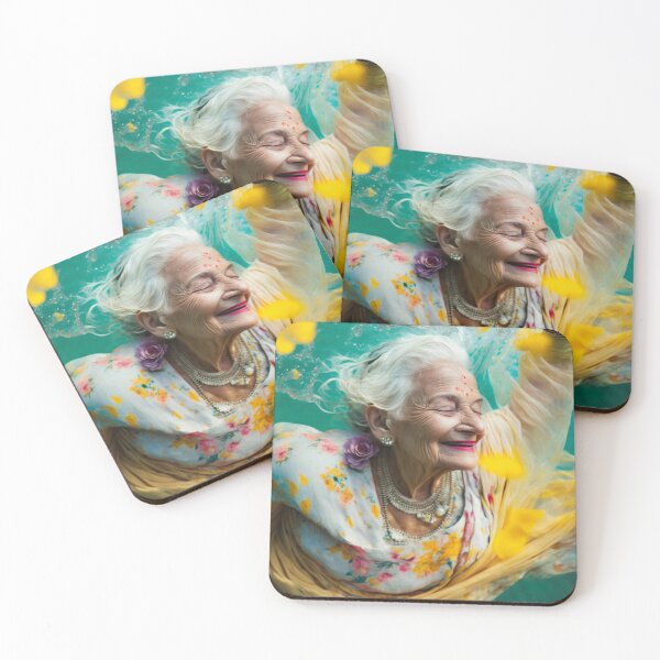 Item preview, Elderly woman by the sea - Letting go - Portrait - 2 designed and sold by Gaelle-Sunshine.