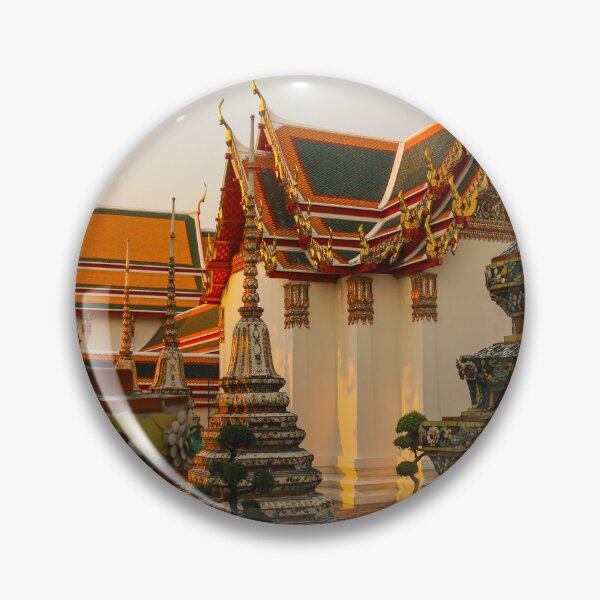 Item preview, Fourth sidewalk view to ornate roof, flanked from parts of Chedis at Wat Pho. designed and sold by kall3bu.