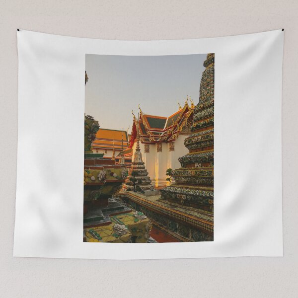 Item preview, Fourth sidewalk view to ornate roof, flanked from parts of Chedis at Wat Pho. designed and sold by kall3bu.