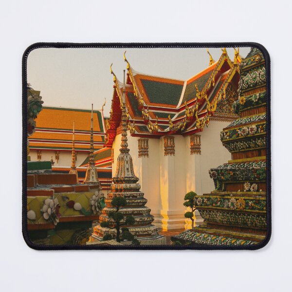 Item preview, Fourth sidewalk view to ornate roof, flanked from parts of Chedis at Wat Pho. designed and sold by kall3bu.
