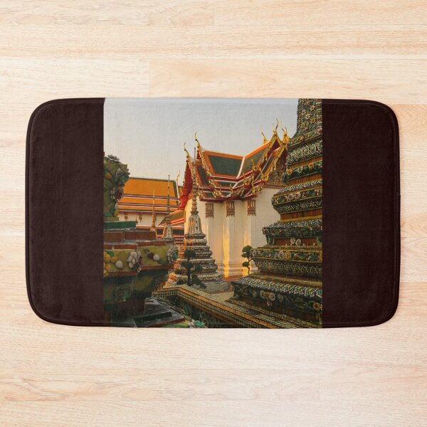 Item preview, Fourth sidewalk view to ornate roof, flanked from parts of Chedis at Wat Pho. designed and sold by kall3bu.