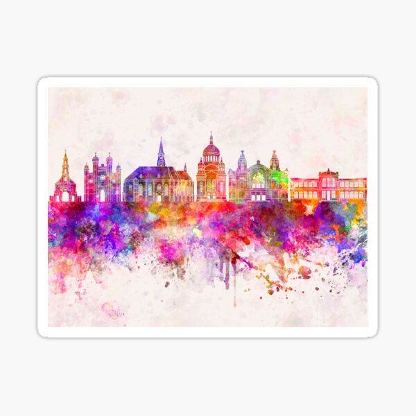 Item preview, Cluj-Napoca skyline in watercolor background designed and sold by paulrommer.