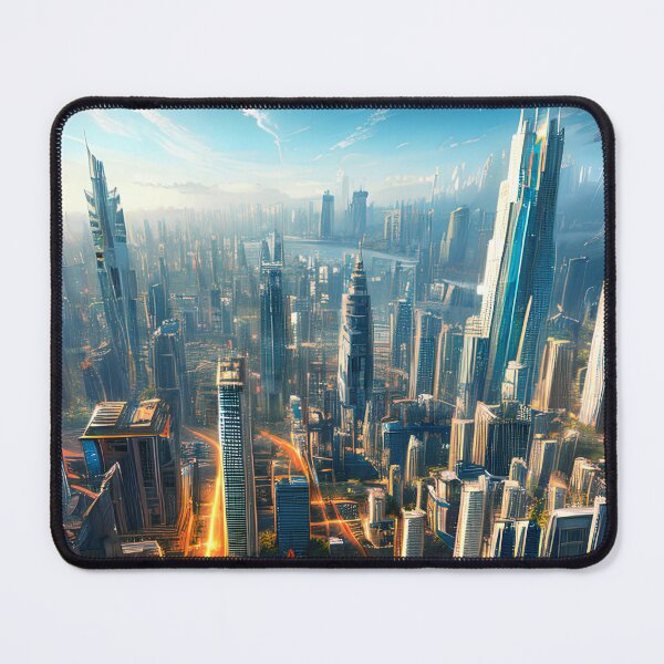 Item preview, Flying Over the Green Trees of a Futuristic Utopian City designed and sold by D3monic.