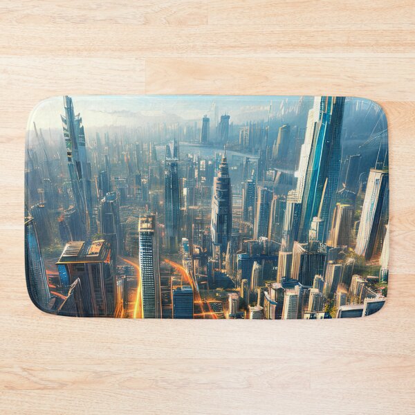 Item preview, Flying Over the Green Trees of a Futuristic Utopian City designed and sold by D3monic.