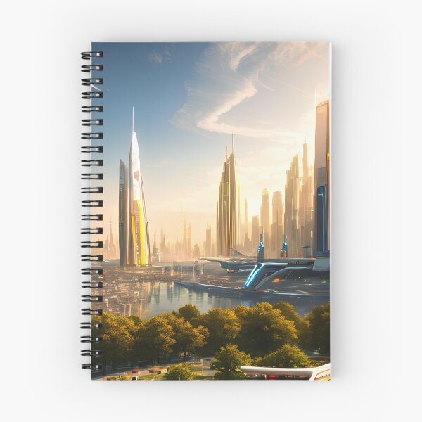 Item preview, Futuristic Utopian City: White Buildings and Large Flying Drones designed and sold by D3monic.