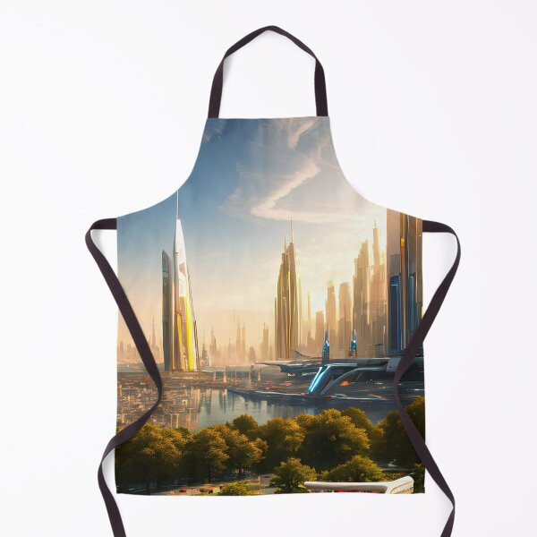 Item preview, Futuristic Utopian City: White Buildings and Large Flying Drones designed and sold by D3monic.