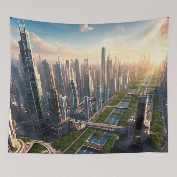 Item preview, Journey to a Futuristic Utopian City: Space Ships and a Green Oasis designed and sold by D3monic.