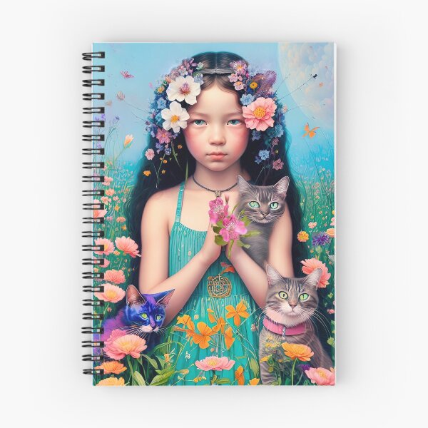 Item preview, Girl And Cats In Field Of Flowers designed and sold by Mizjean.